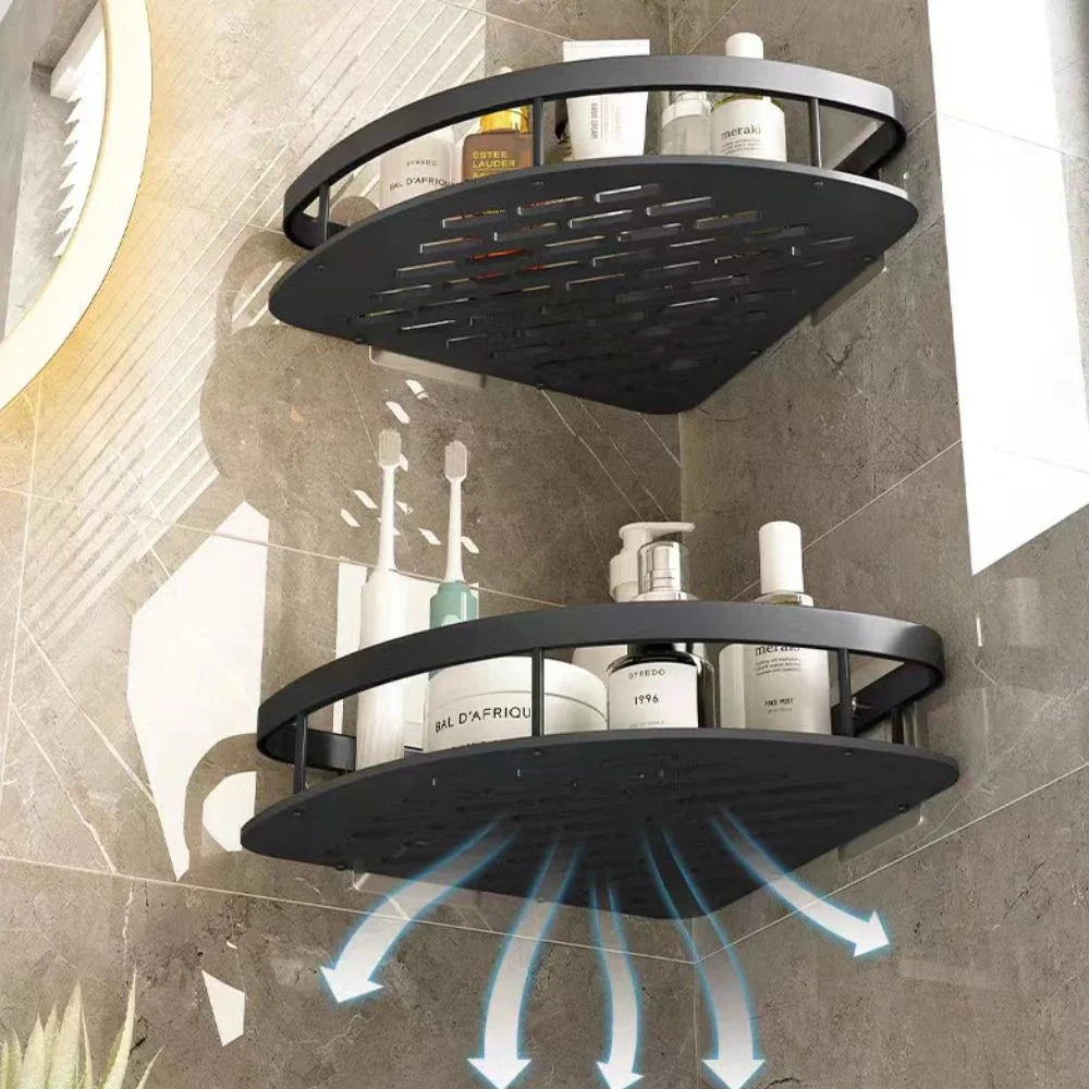 Shower Caddy | Curved Matte Aluminium & Self-Adhesive | Holds Up To 50 kg