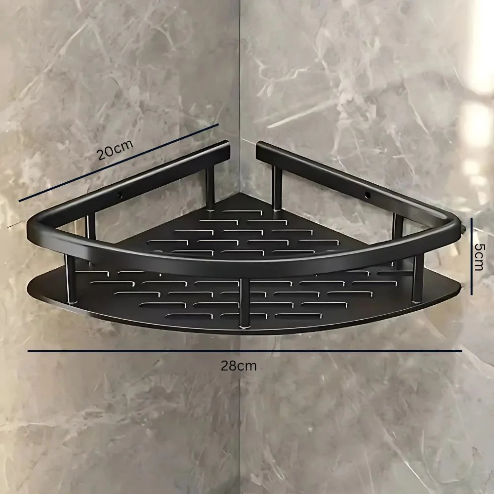 Shower Shelf | Curved Matte Aluminium & Self-Adhesive Mounting | Holds Up To 50 kg