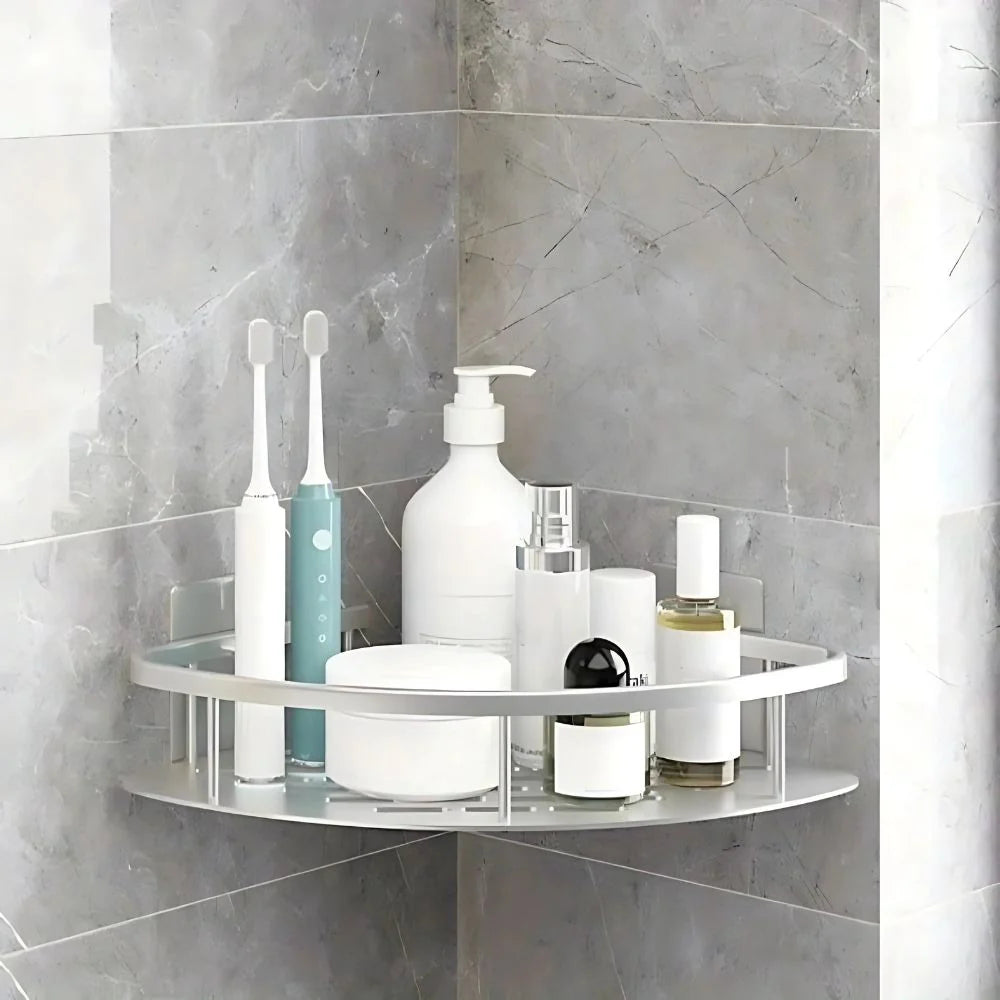 Shower Shelf | Curved Matte Aluminium & Self-Adhesive Mounting | Holds Up To 50 kg