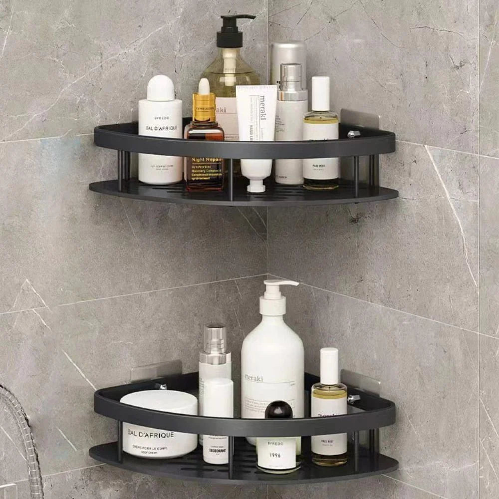 Shower Shelf | Curved Matte Aluminium & Self-Adhesive Mounting | Holds Up To 50 kg