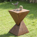Side Table | Geometric Stacked Pyramid & Square Top