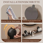 Sink Shelf Organizer | Walnut & Aluminum Suction Mount | 40 × 12 × 4 cm