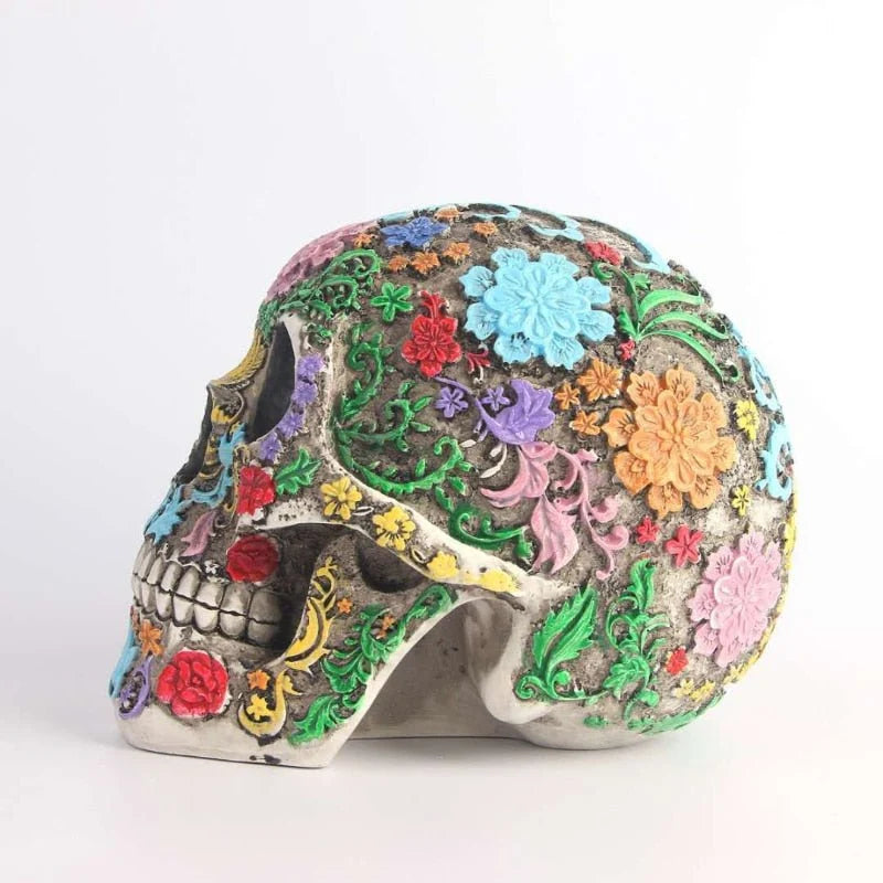 Skull Statue | Vibrant Painted & Durable