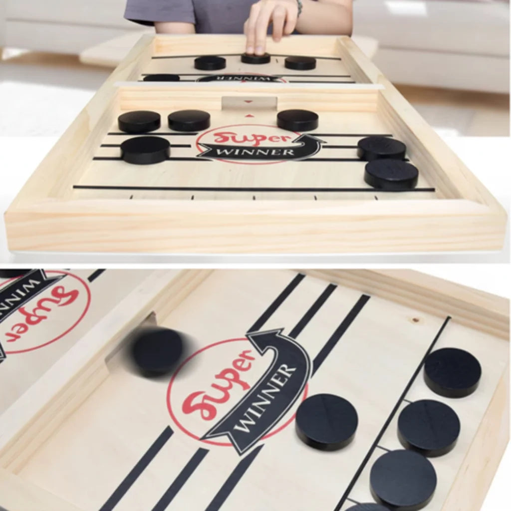 Sling Puck Game | Wooden & Foldable | 10 Pucks Included