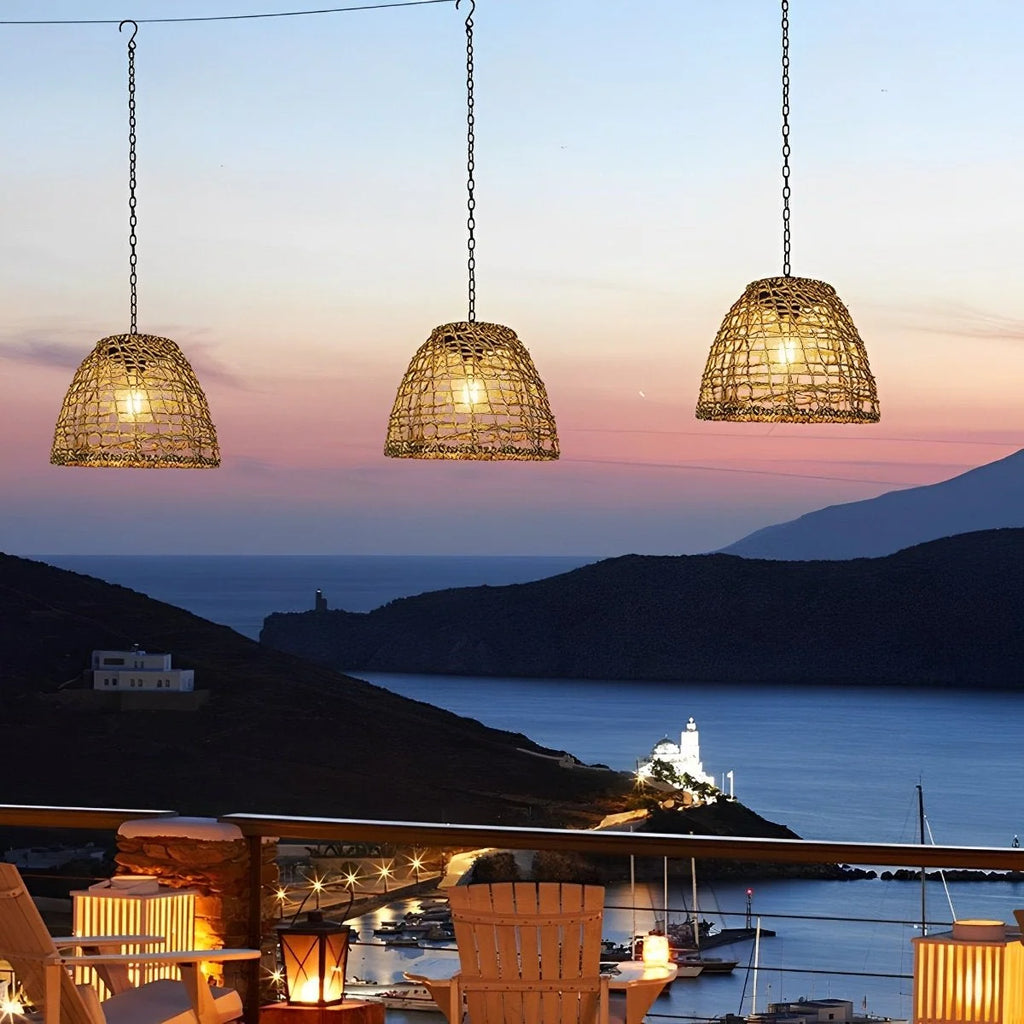Solar Bell Lantern | Woven Rattan Boho Design | Automatic & Waterproof