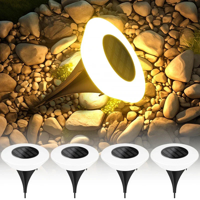Solar Ground Lights | Solar-Powered 360° LED Illumination | Set of 4