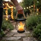 Solar Lantern | Real Flame Flicker & USB-C Rechargeable