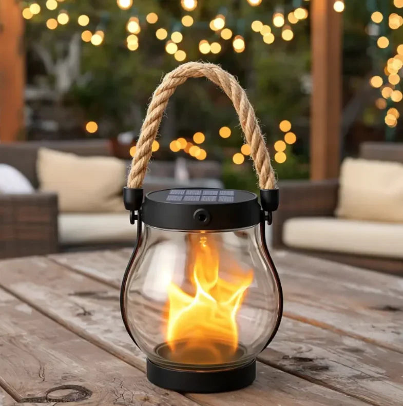 Solar Lantern | Real Flame Flicker & USB-C Rechargeable