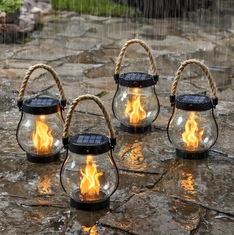 Solar Lantern | Real Flame Flicker & USB-C Rechargeable