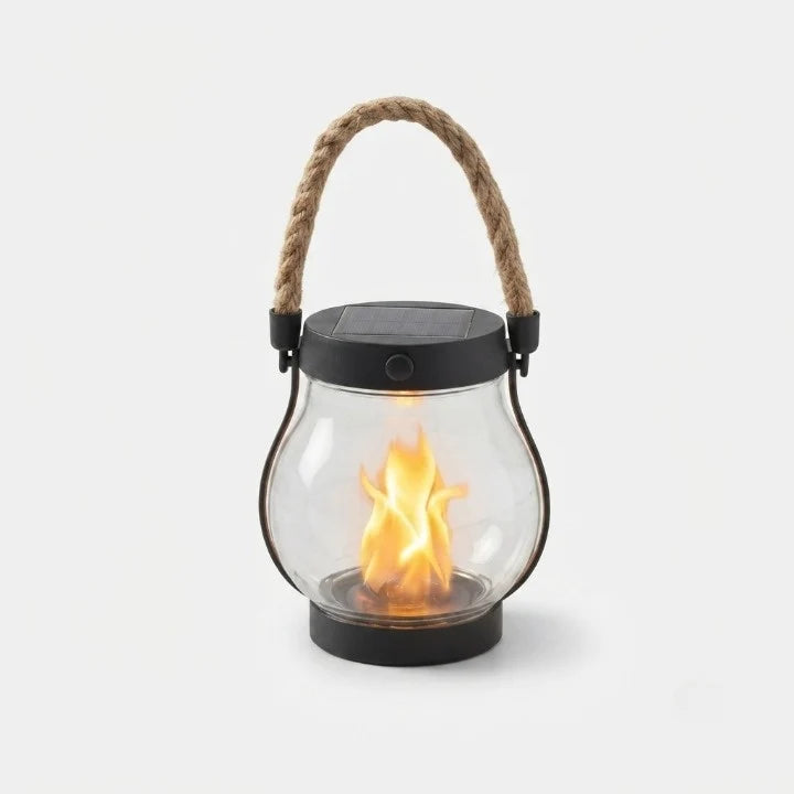 Solar Lantern | Real Flame Flicker & USB-C Rechargeable