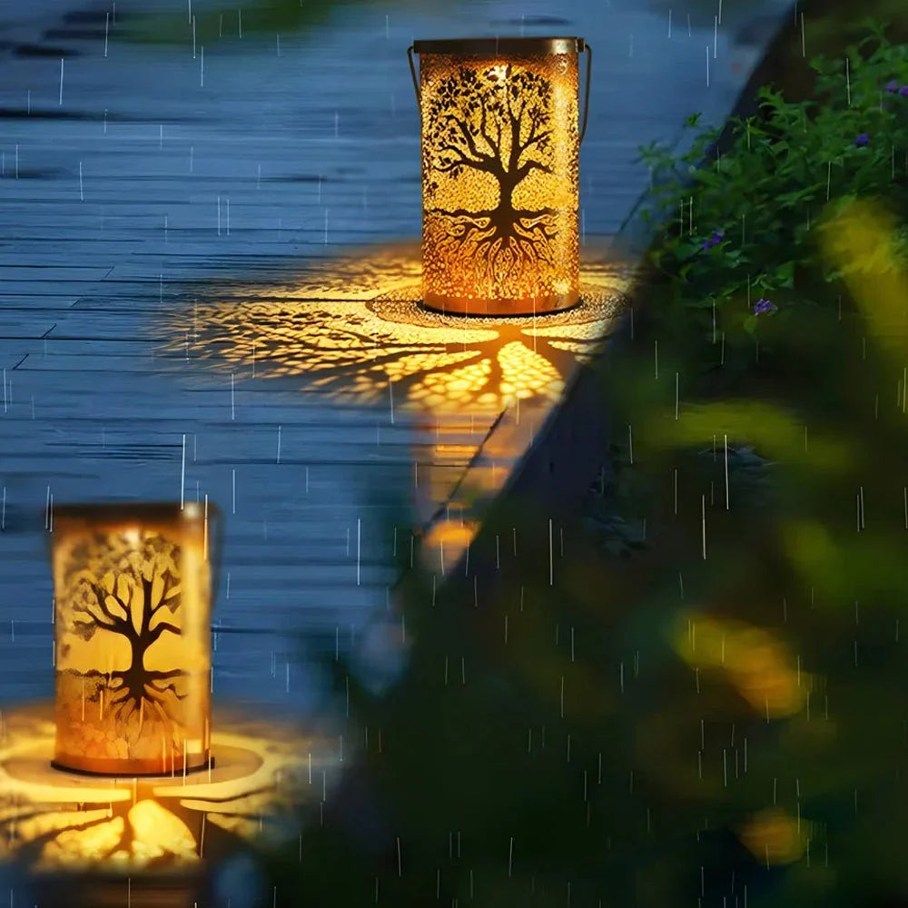 Solar Lantern | Tree Pattern Projection & IP55 Waterproof