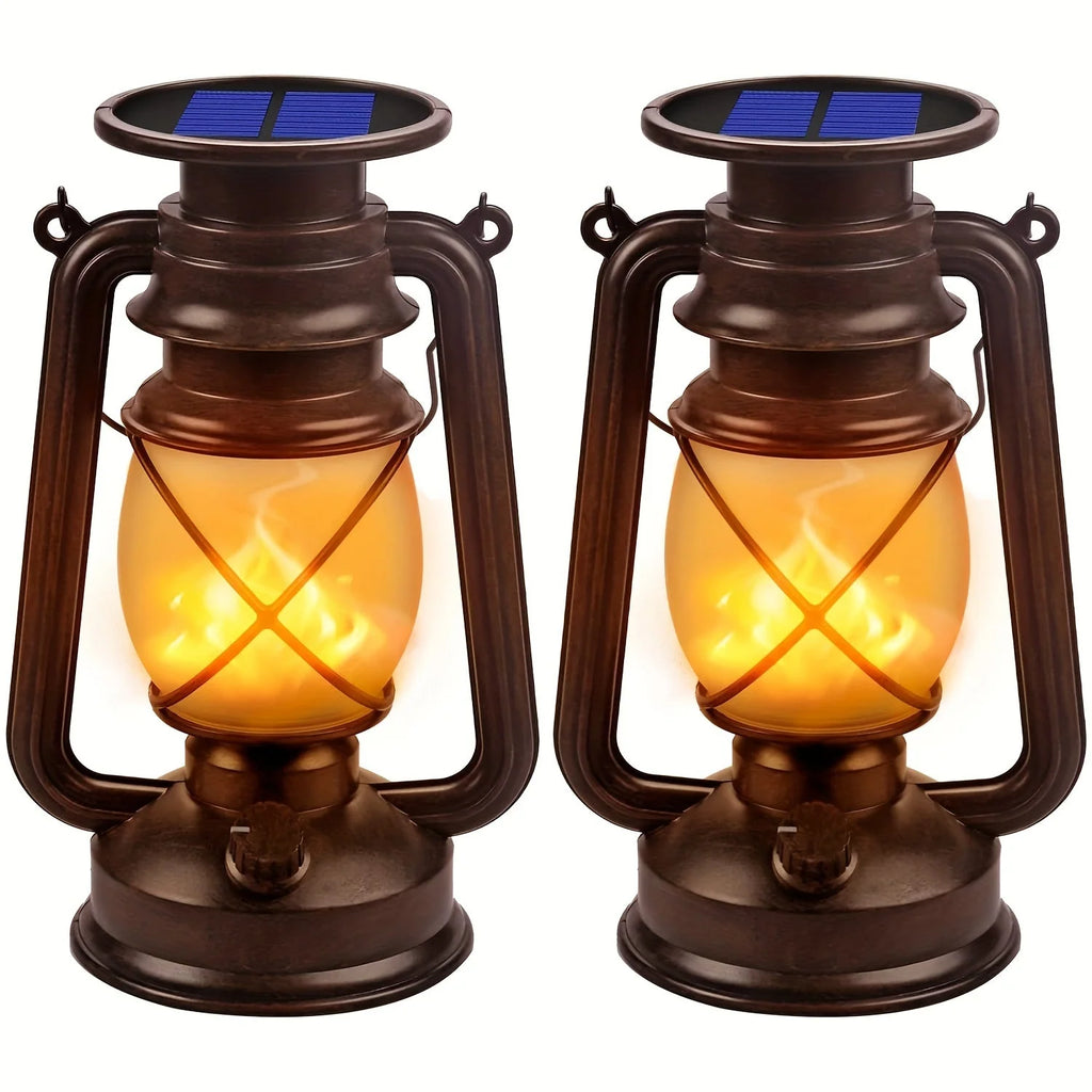 Solar Lanterns | Vintage Flickering LED & Weatherproof | Set of 2