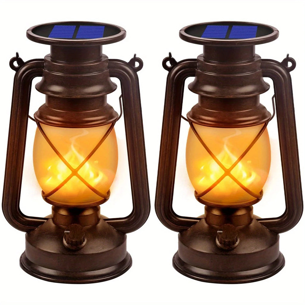Solar Lanterns | Vintage Flickering LED & Weatherproof | Set of 2