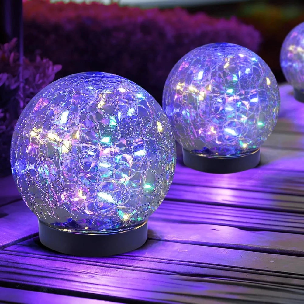 Solar Orb Light | Crackle Glass & Waterproof
