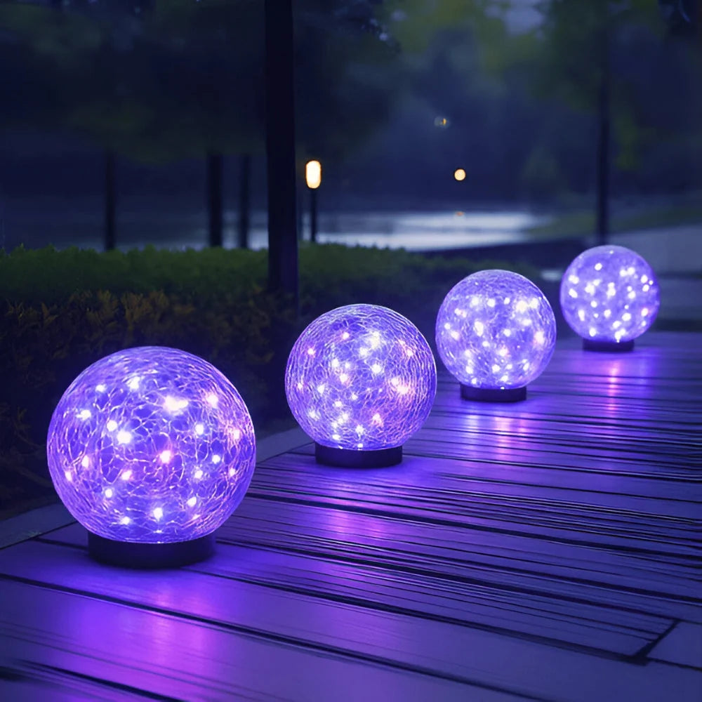 Solar Orb Light | Crackle Glass & Waterproof