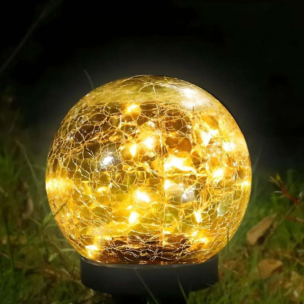 Solar Orb Light | Crackle Glass & Waterproof