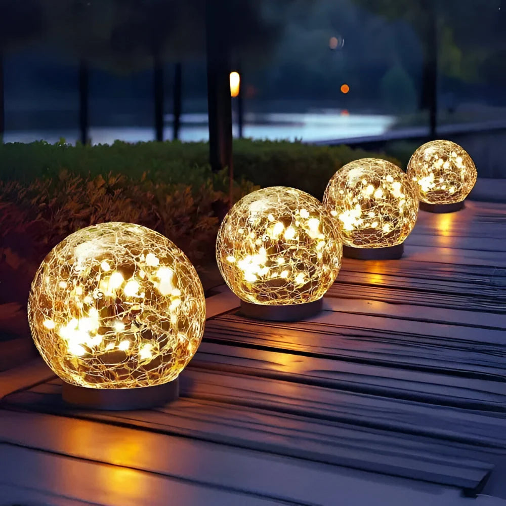 Solar Orb Light | Crackle Glass & Waterproof
