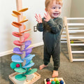 Sound Tower | Natural Wood & Rainbow Marble Run
