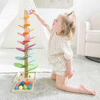 Sound Tower | Natural Wood & Rainbow Marble Run
