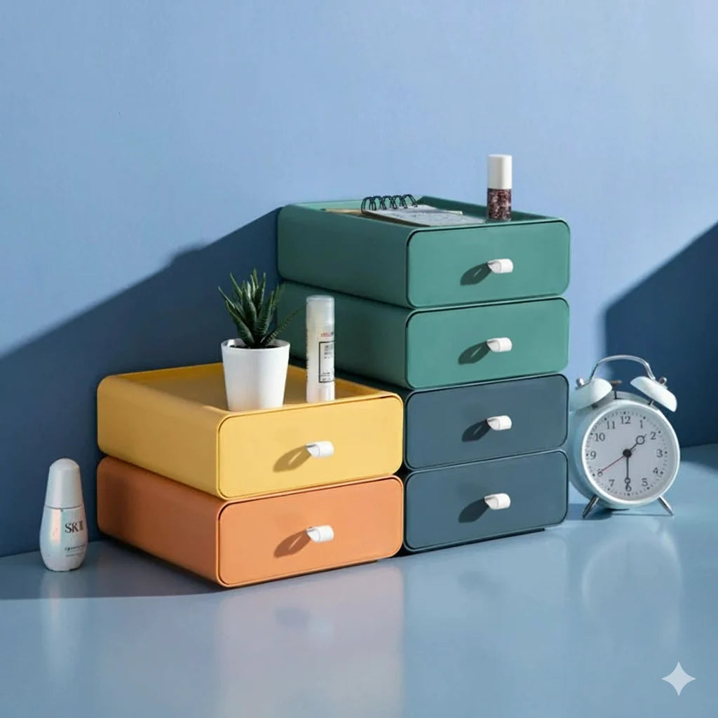 Stackable Storage Boxes | Shallow Pull-Out Drawer & Tray Top