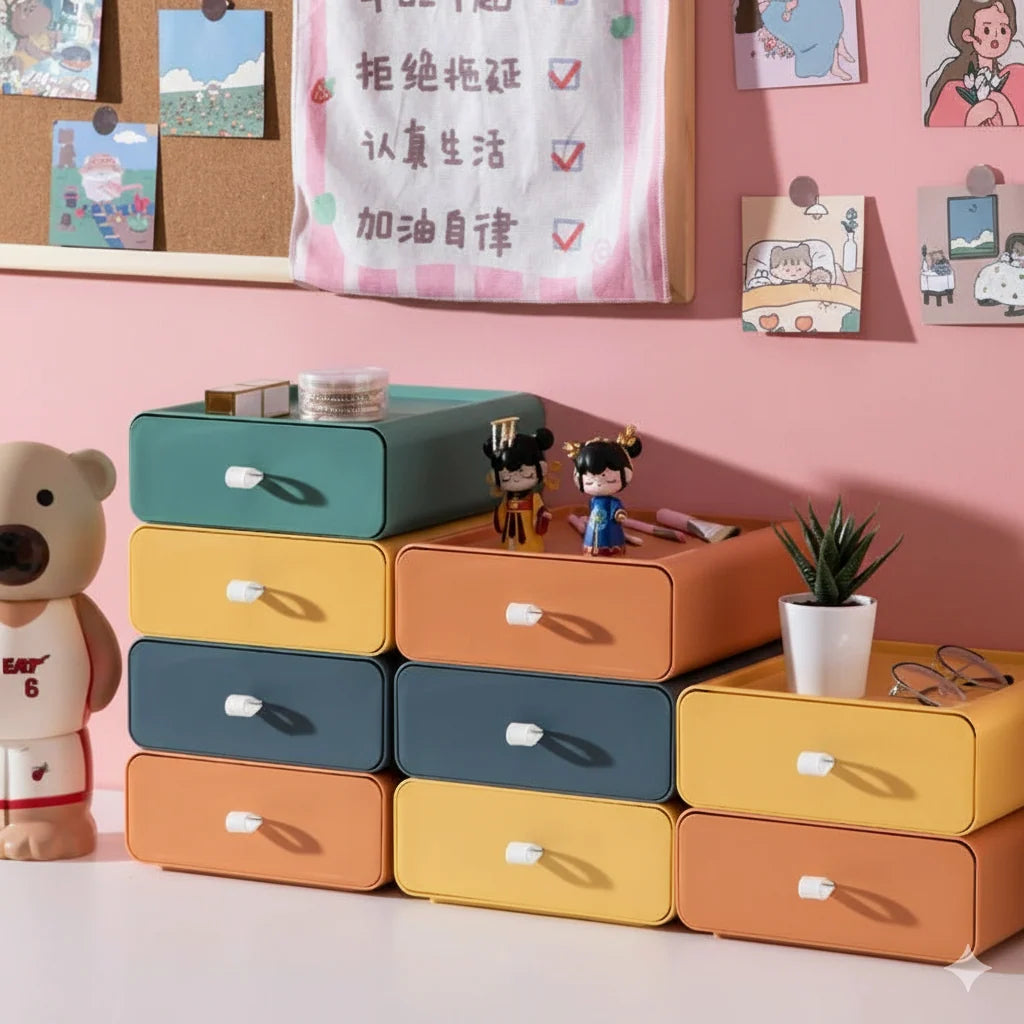 Stackable Storage Boxes | Shallow Pull-Out Drawer & Tray Top