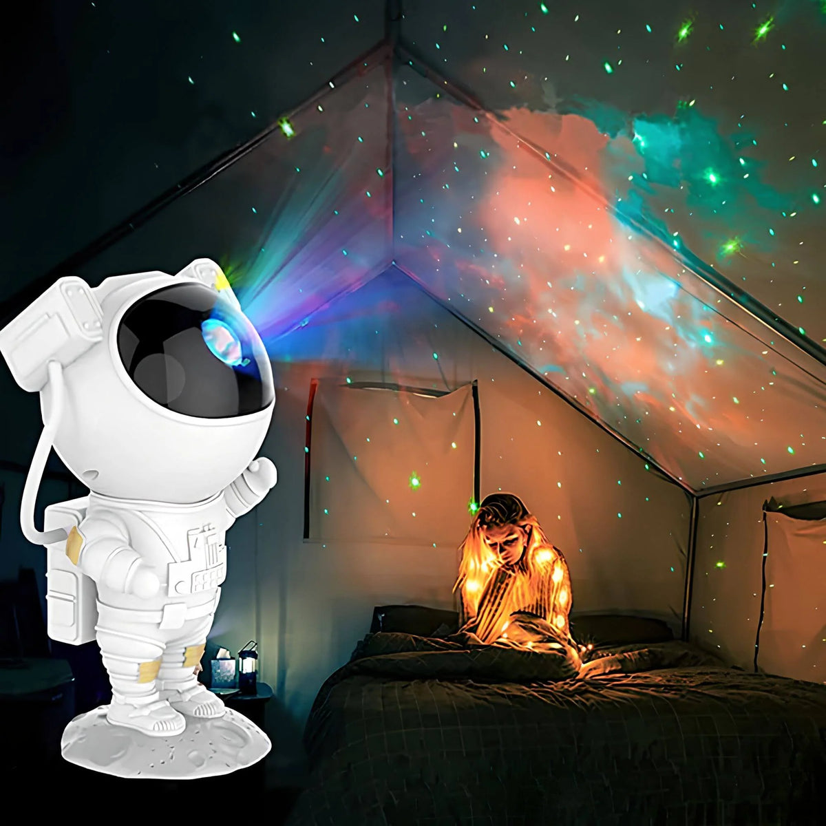 Star Projector Lamp | Astronaut-Shaped 360° Rotating RGB LED
