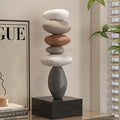 Stone Sculpture | Stacked Stone & Modern Base