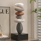 Stone Sculpture | Stacked Stone & Modern Base