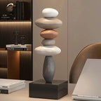 Stone Sculpture | Stacked Stone & Modern Base
