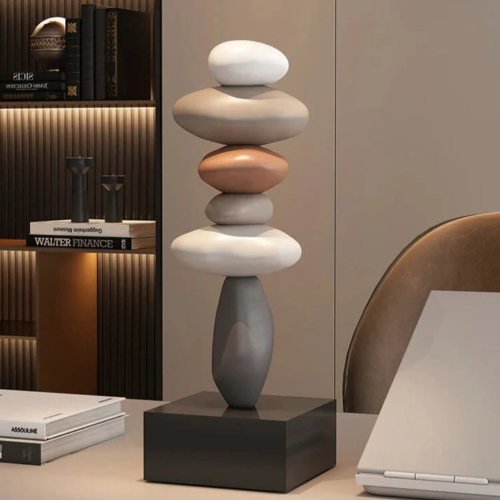 Stone Sculpture | Stacked Stone & Modern Base