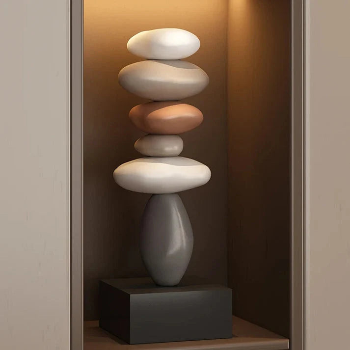 Stone Sculpture | Stacked Stone & Modern Base