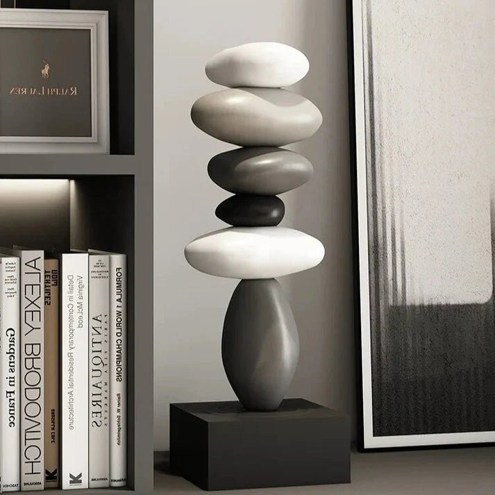 Stone Sculpture | Stacked Stone & Modern Base