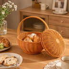 Storage Basket | Woven Natural Fiber & Sturdy Handle | 24cm Diameter