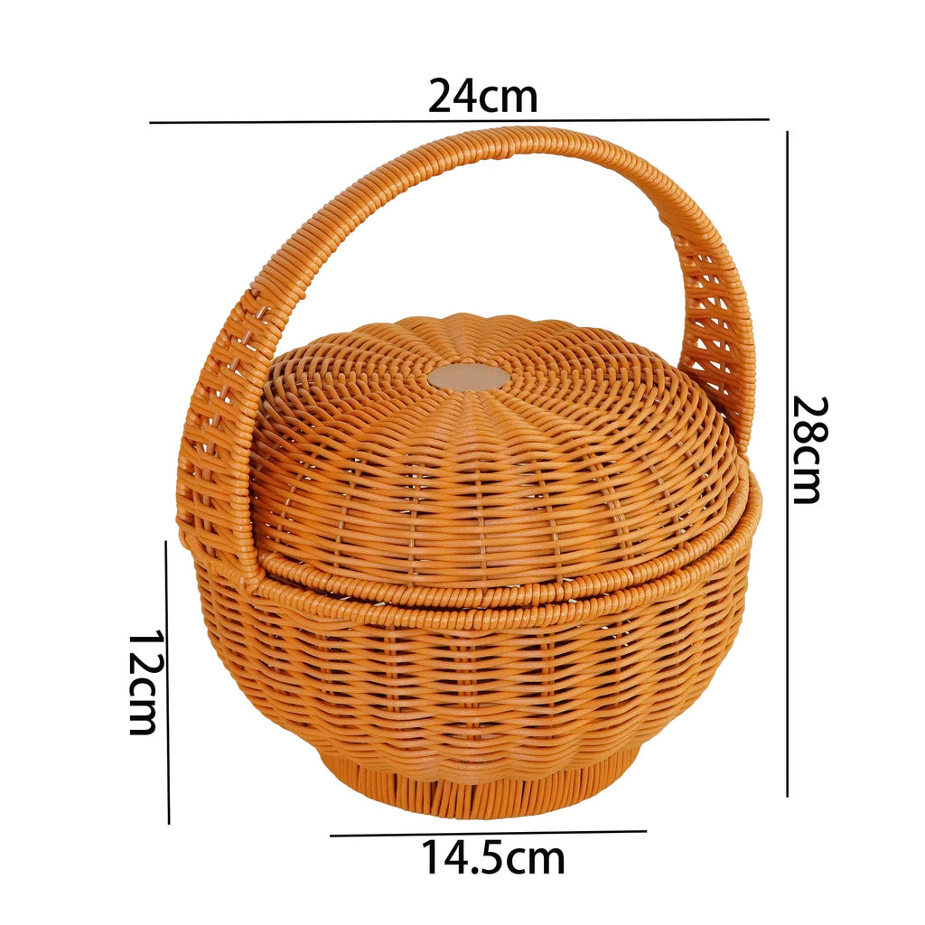 Storage Basket | Woven Natural Fiber & Sturdy Handle | 24cm Diameter