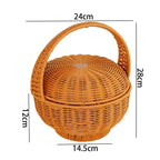 Storage Basket | Woven Natural Fiber & Sturdy Handle | 24cm Diameter