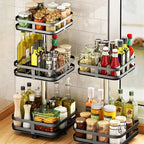 Storage Rack | 360° Rotating Metal Frame & Adjustable Tiers
