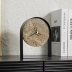 Table Clock | Decorative Stone | Gold & Black Finish