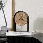 Table Clock | Decorative Stone | Gold & Black Finish