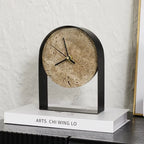 Table Clock | Decorative Stone | Gold & Black Finish