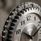 Table Clock | Industrial Gear & Chain Silent Movement | 15 x 28 cm
