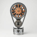 Table Clock | Industrial Gear & Chain Silent Movement | 15 x 28 cm