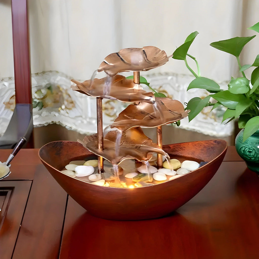 Table Fountain | Iron Leaf Design & LED Light