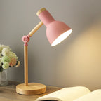 Table Lamp | Adjustable Wood Base & Metal Shade