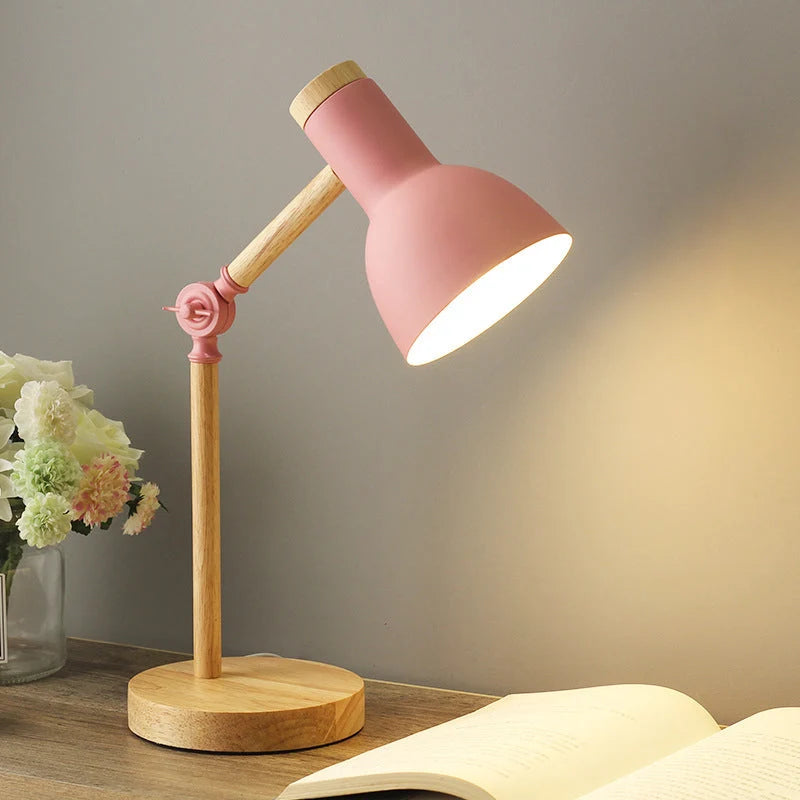 Table Lamp | Adjustable Wood Base & Metal Shade