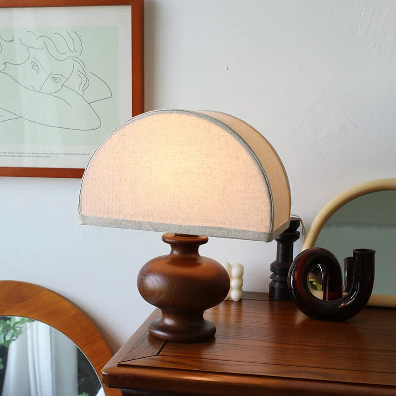 Table Lamp | Ash Wood Base & Fabric Shade | Plug-In/USB