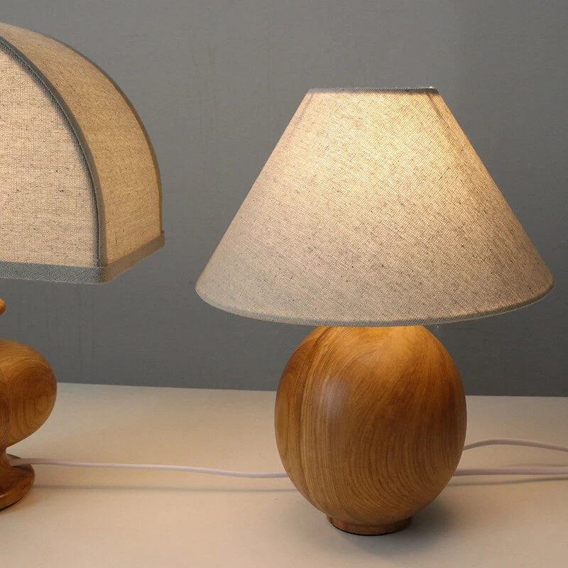 Table Lamp | Ash Wood Base & Fabric Shade | Plug-In/USB
