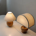 Table Lamp | Ash Wood Base & Fabric Shade | Plug-In/USB