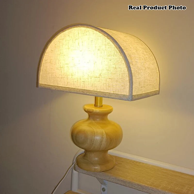 Table Lamp | Ash Wood Base & Fabric Shade | Plug-In/USB