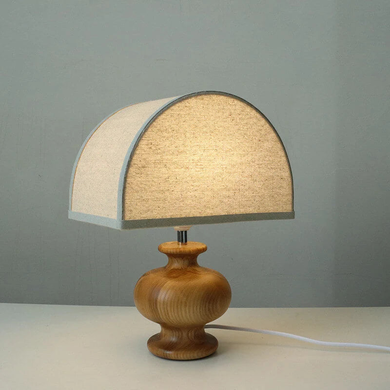 Table Lamp | Ash Wood Base & Fabric Shade | Plug-In/USB