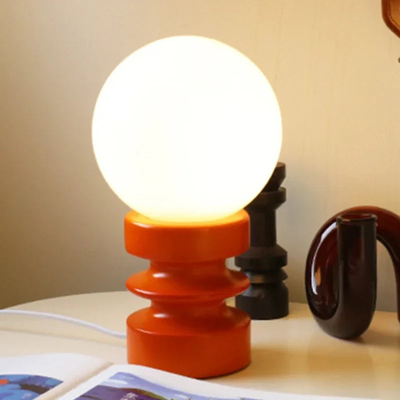 Table Lamp | Bauhaus Design & White Glass Globe | Multiple Base Colors